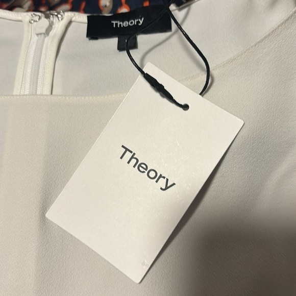 Theory Crepe ivory short sleeve butterfly top size large NWT - Picture 5 of 9